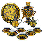 0076842-3л Самовар электрический с сервизом на 6 персон "КУДРИНА" на черном