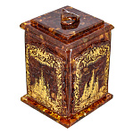 201603 Янтарь Шкатулка  МОСКВА  (янтарь, заливка) 12*7 см