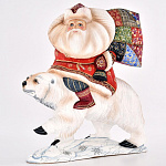 0029097 Изд.из дерева Композиция "ДЕД МОРОЗ НА БЕЛОМ МЕДВЕДЕ" 35*29см