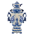 Шкатулка "Самовар купеческий". Гжель