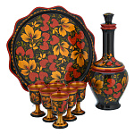 0080574 Хохлома ВОДОЧНЫЙ НАБОР "Ягодки" 6п(8пр) (черный фон)