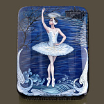 /9*12*3см Художественная роспись Шкатулка "Лебединое озеро" /55