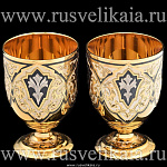 0028098 Златоуст НАБОР ИЗ 2-х стопок ,позолота, в ПУ 498