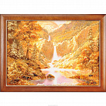 Картина янтарная "Пейзаж с водопадом №1"
