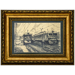 0069434 КАРТИНА на  сус.золоте "ЭЛЕКТРИЧКА"паспарту зеленый бархат(короб ДУБ ВРЗ-NSбаг