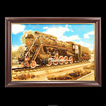Картина янтарная поезда "Паровоз" 60х40 см