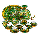 0069382 Самовар электрический "ЛАНДЫШИ" С СЕРВИЗОМ на зеленом 5 л