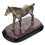 0050823/6334 Нат.камень Скульптура "Лошадка" Креноид, бронза Змеевик