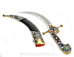 26146 Оружие сувенирное ЯТАГАН ВОСТОЧНЫЙ Серебро Мельхиор,  Кубачи, в П/У
