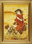 Янтарная картина «Девочка с цветами»