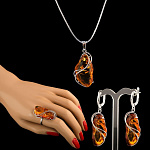 0050417/Подвеска 723025 вст.янтарь р/п (Ag 925)