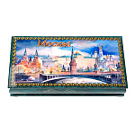 Шкатулка-купюрница из папье-маше с принтом "Москва. Вид на Кремль"
