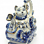 Чайник "Кот на диване" в золоте Гжель, фотография 3. Интернет-магазин ЛАВКА ПОДАРКОВ