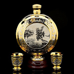 0042154/7588 Златоуст Набор "ТИХИЕ МЕСТА": фляга+2 стопки, яшма П/У