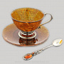 Янтарная чашка с блюдцем и ложкой, фотография 1. Интернет-магазин ЛАВКА ПОДАРКОВ