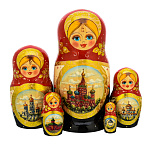 201100 Матрешка "ХВБ"красн платок, 5 мест 19 см