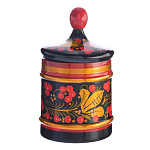 0064621/Ф Хохлома ПОСТАВОК С КРЫШКОЙ  выс.16см 