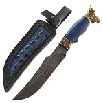 0066412 Оружие сувенирное Нож "Тайга" дамаск,с головой, в кож. ножнах,шкат