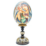 0058032/24см ЯЙЦО ПАСХАЛЬНОЕс ликом "БМ " на подставке 24см  (дерево, роспись)
