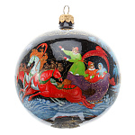 0070077 Лаковая миниатюра Палех ШАР НОВОГОДНИЙ круговая роспись (стекло)