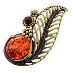 0045324/2128.4 Брошь Сирень Ажурная (коньячный)