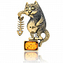 Брошь с янтарем "Сытый кот", фотография 1. Интернет-магазин ЛАВКА ПОДАРКОВ