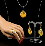 0025503 Серебро 925 КОМПЛЕКТ"Золотой завиток2" р/п, серьги8,16;кольцо5,69,подвеска4,74