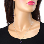  КОМПЛЕКТ СЕРДЕЧКИ серьги и кулон Аметист