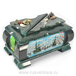 0012918/П/23*14*10см/2111 Нат.камень Ларец "ПРИРОДА" Большой змеевик 