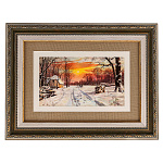 0072636 КАРТИНА НА ПЕРЛАМУТРЕ "ЗИМНИЙ ПЕЙЗАЖ" 40*30 см