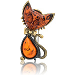 0045177/1707.4 Брошь Котенок Лик (коньячный)