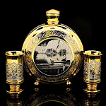 0042153/7587 Златоуст Набор "РЫБАК В ЛОДКЕ": фляга+2 стопки,  в П/У