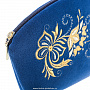 Косметичка бархатная "Подарок". Темно-синяя с золотой вышивкой, фотография 4. Интернет-магазин ЛАВКА ПОДАРКОВ