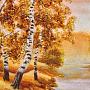 Картина янтарная "Березка у реки" 60х40 см, фотография 2. Интернет-магазин ЛАВКА ПОДАРКОВ
