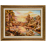 300032-НПКартина (янтарная крошка)  "ХРАМ У ОЗЕРА" 30*40 см