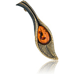 0045241/890.4 Брошь Листик Осенний (коньячный)