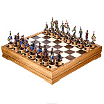 Шахматы деревянные с оловянными фигурами "Бородинское сражение"