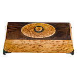 0080332 Нат.дерево ШКАТУЛКА "Пенал с накладкой" 25*11*8см Карельская береза,корень дуба