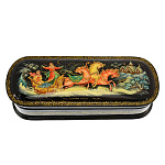 0060971/16*6см  Лаковая миниатюра Палех ШКАТУЛКА "Тройка" Носова