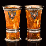 5696-Б-2перс Янтарь Набор стопок"Державный" 50мл 2персоны в ПУ Бронза