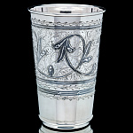 0055846 Серебро 875* СТАКАН 125,8гр h10см гравировка, чернение серебра, в П/У 125,8