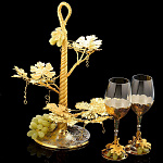  ФРУКТОВНИЦА+2 ФУЖЕРА фианиты, нефрит, позолота  в П/У