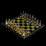 0051467 Нат.камень Шахматы "Русские" Бронза Змеевик 360*360мм 117809