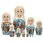 0073465  МАТРЕШКА "РУССКАЯ МАСЛЕННИЦА" 10мест h=32см d=16см