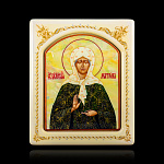 0066535-0033 Икона рукописная Матрона Московская перламутр 150-180 мм белая рама