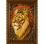 Картина с поталью и янтарем "Лев" 40х60 см, фотография 1. Интернет-магазин ЛАВКА ПОДАРКОВ