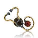 0059731/2773.4 Брошь СТЕТОСКОМ МЕДИЦИНА (коньячный)