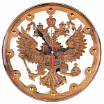 Часы настенные деревянные "Герб РФ" резные