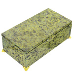 0046990 Нат.камень Шкатулка "Купюра" на ножках Змеевик 190*100*65мм (8652)