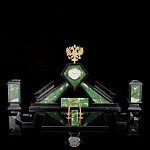 0012486/4003 Нат.камень Настольный набор "Герб" Нефрит (4003)